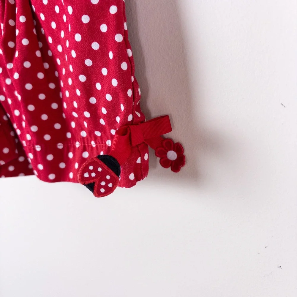 Gymboree Polka Dot Shorts Kids 4 Red Ladybug Bow Accents